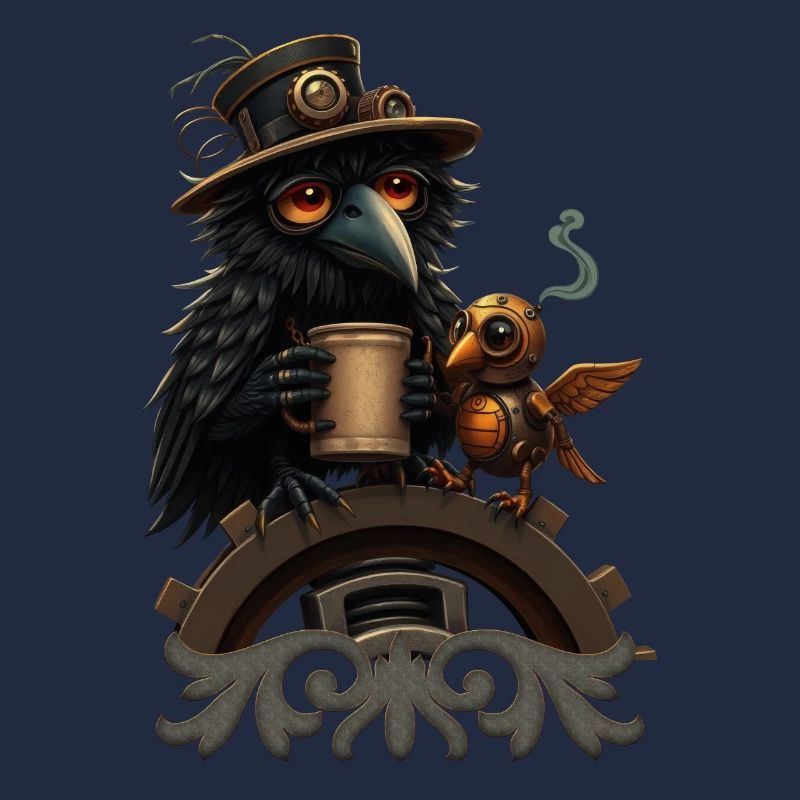 Steampunk Rabe mit Becher