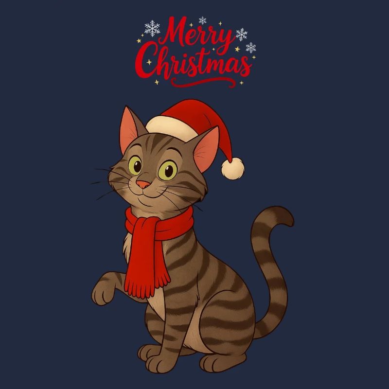 Graue Katze Frohe Weihnachten