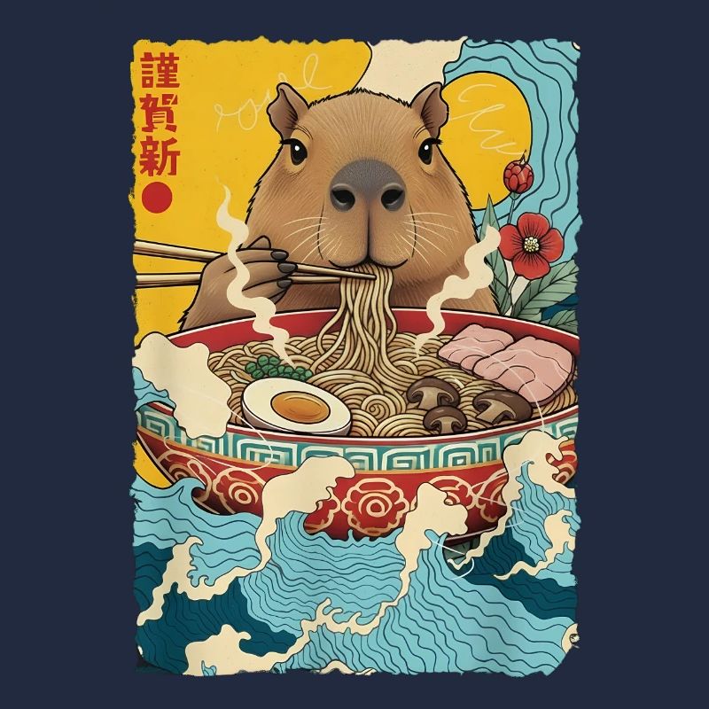 Capybara isst Ramen Nudeln