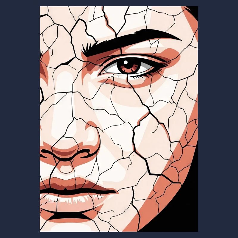 Abstract Face Portrait Cracked Surreal Desert