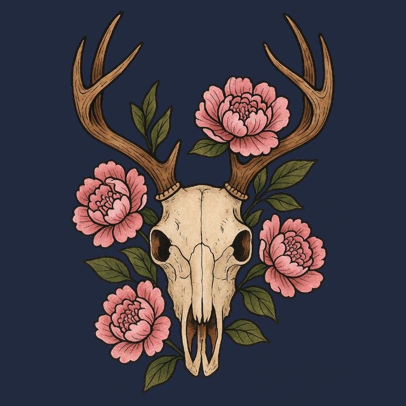 Pfingstrosenschädel-Hirsch-Emblem