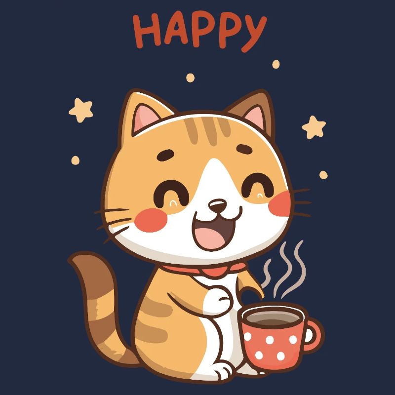 Happy Hot Drink Katze