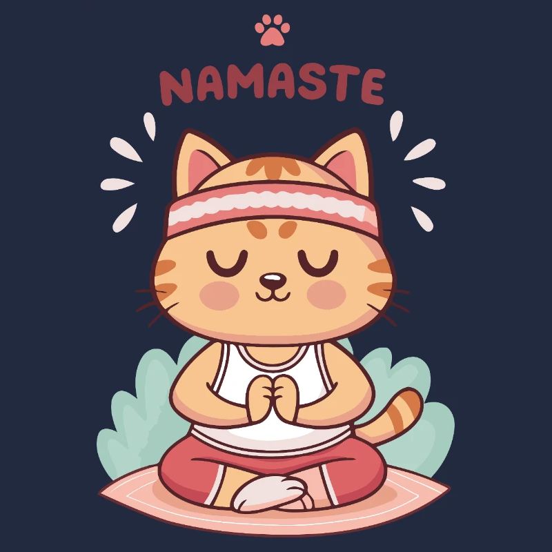 Zen-Namaste-Katze auf dem Teppich