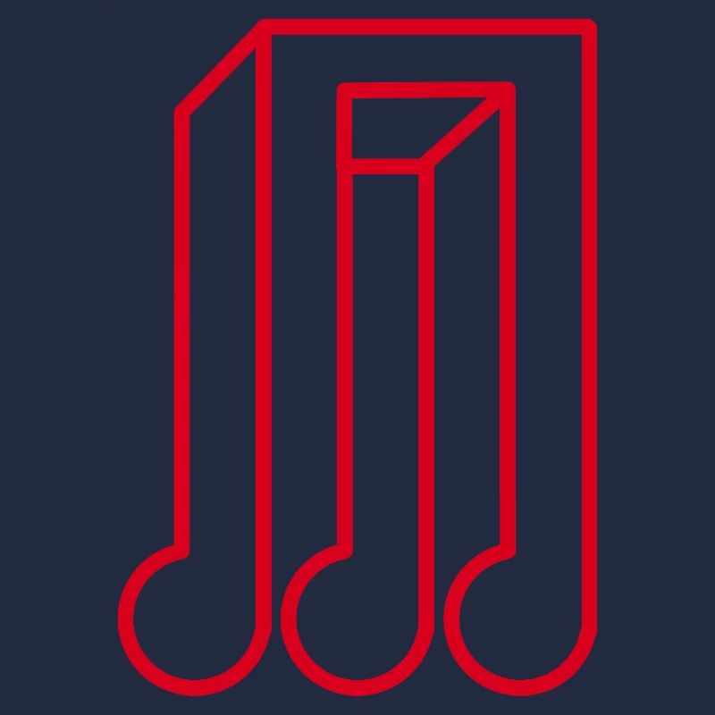 Red Geometric Music Note Optical Illusion 3D