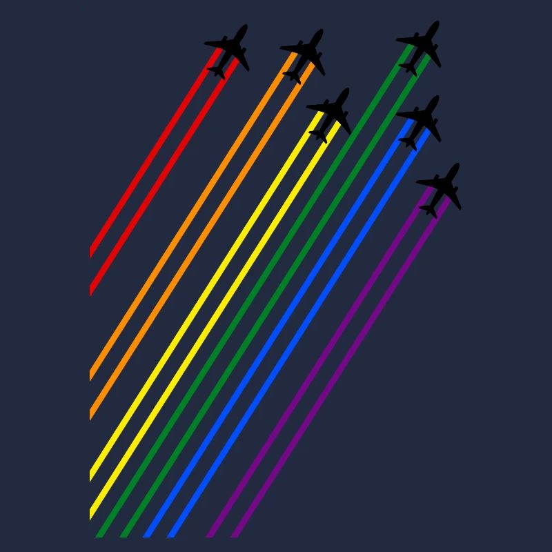 Black planes with rainbow trails