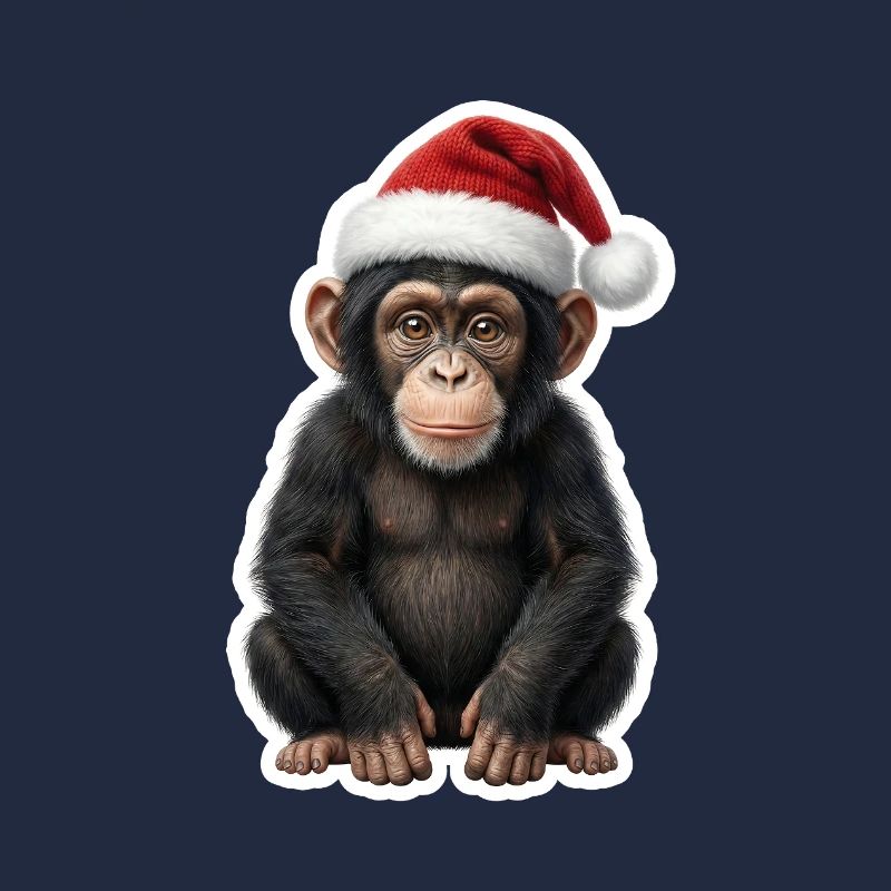 Frecher Schimpansen Welpe in Weihnachtsstimmung