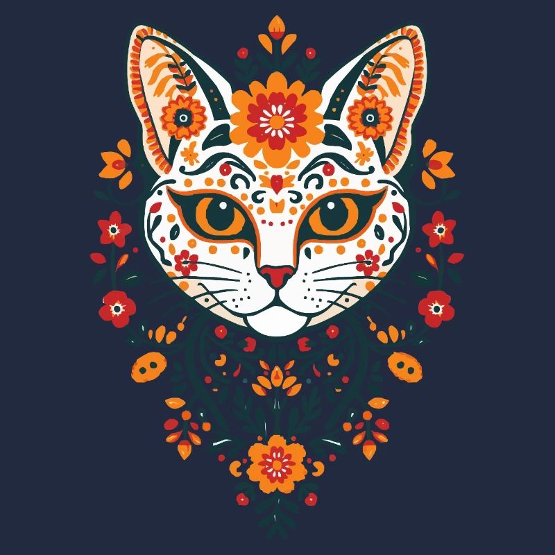 Blumiger Katzenkopf Folkart