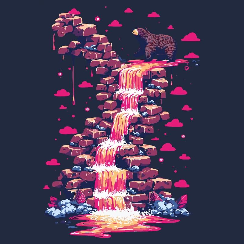 Pink waterfall with bear light