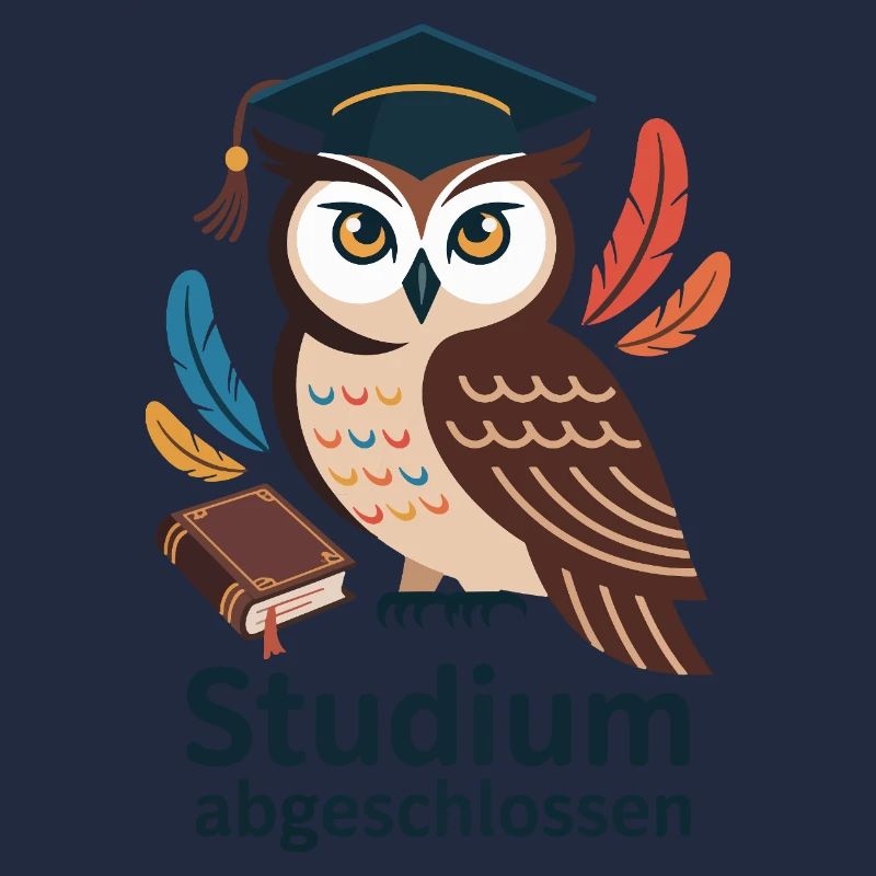 Eulenabschluss mit bunten Federn