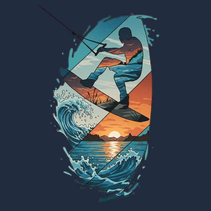 Sunset Waves Kiteboard Portrait