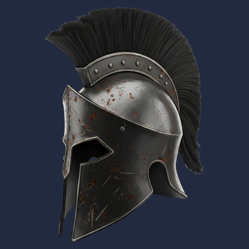 Rusty Warrior Helmet with Black Feather