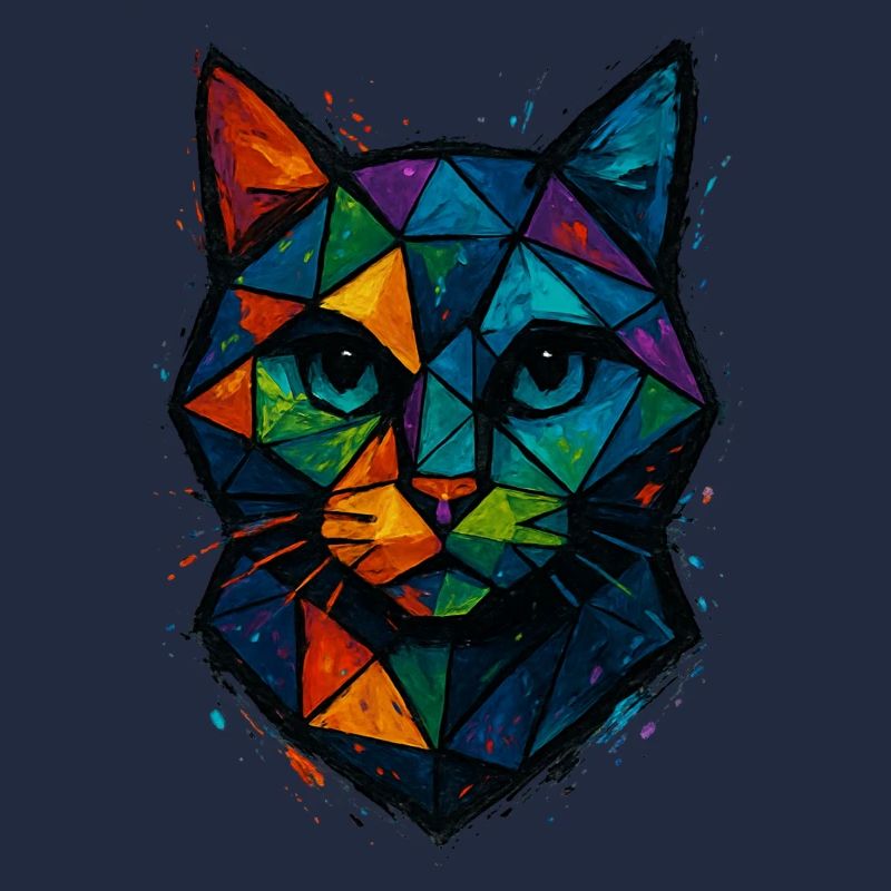 Cat Low Poly - Geometric Mesh Polygonal Art Desig