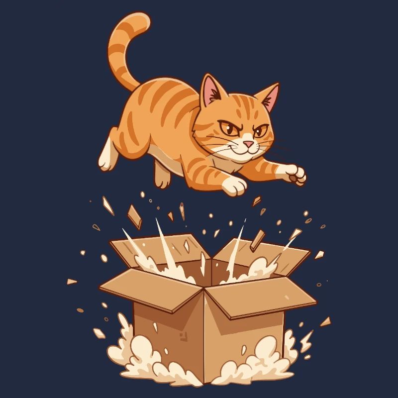 Katzensturm auf Kartonbox Cartoon