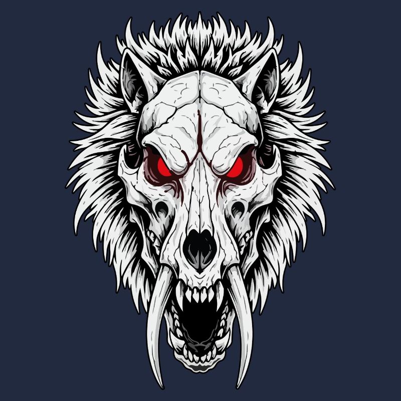 Shamanic Sabertooth Wolf Skull Red Eyes