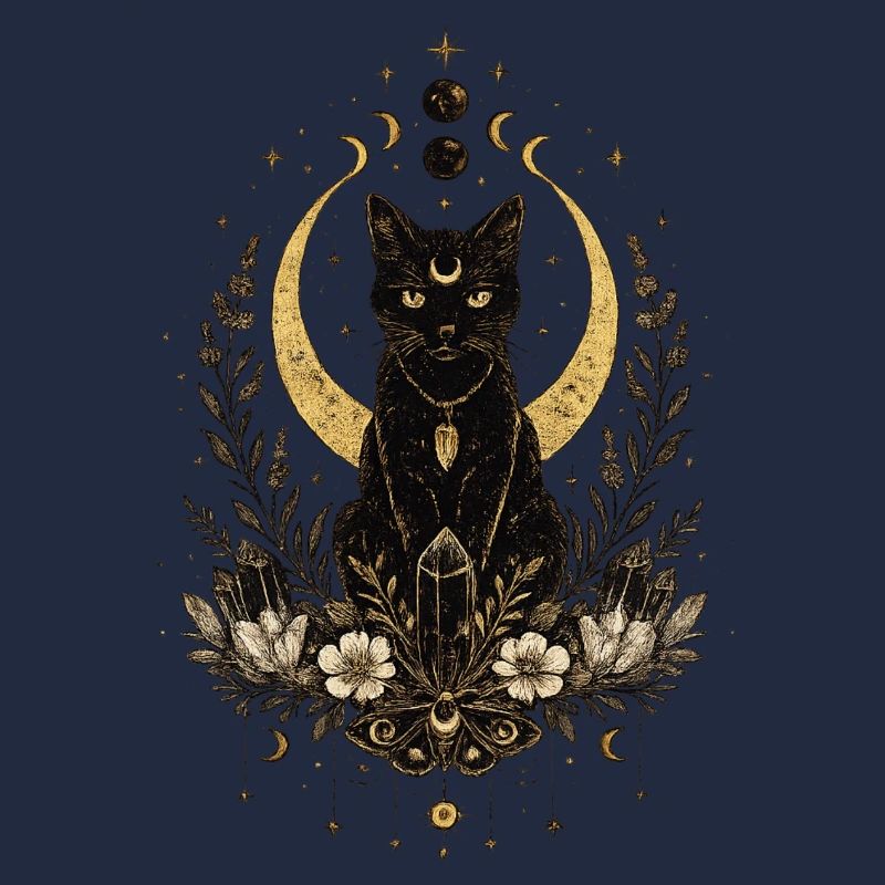 Chat et Lune en or