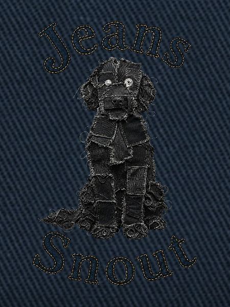Schwarzer Doodle im Jeansflicken-Stil