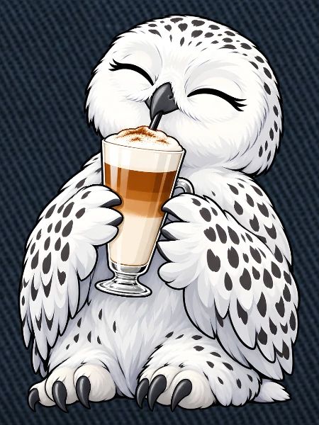Schneeeule mit Latte Macchiato