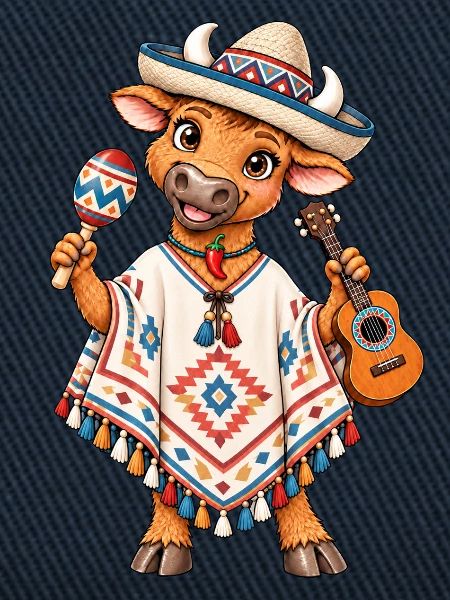 Mexiko Stier mit Poncho