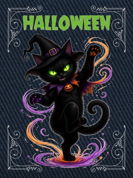 Halloween black cat dancing