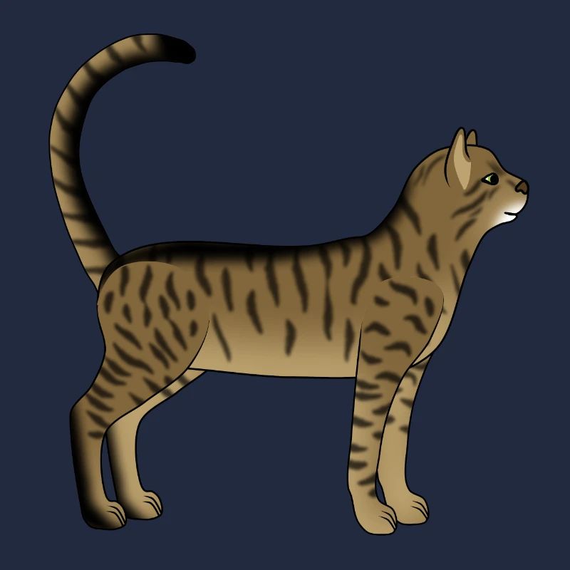 Getigerte Katze steht