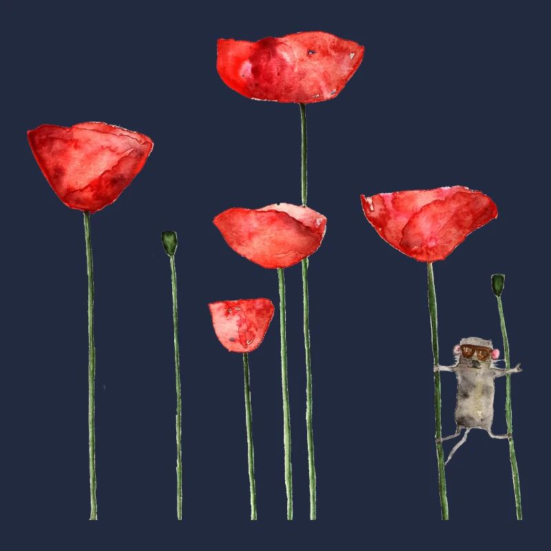 Maus Mohn Tier Sommer witzig frech