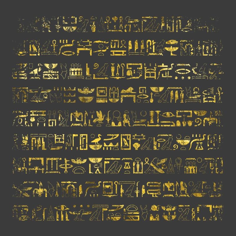 Golden Egyptian hieroglyphs pattern