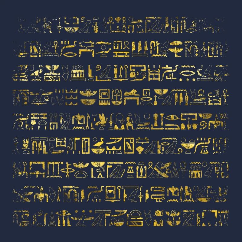 Golden Egyptian hieroglyphs pattern
