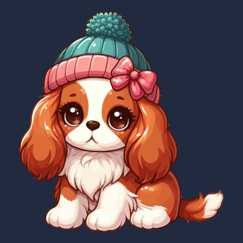 Cute King Charles Cavalier with a Beanie