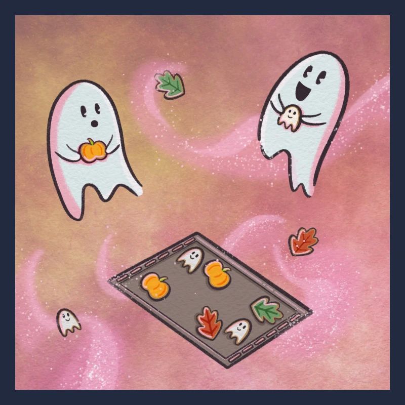 Sweet ghosts baking cookies