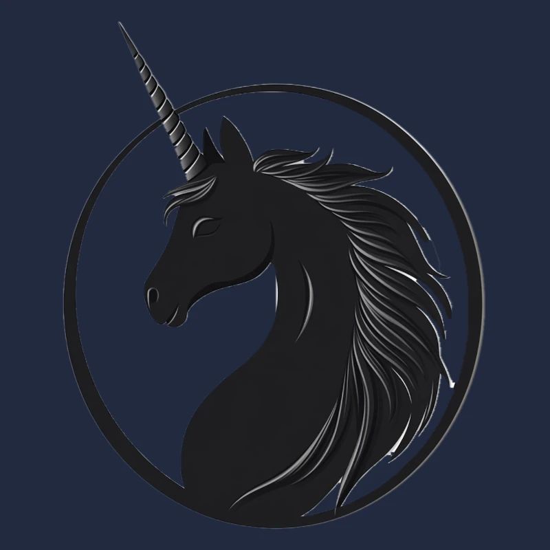 schwarzes Einhorn im Profil