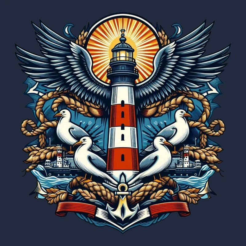 Leuchtturm mit Möwen