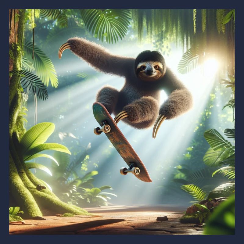 Faultier Wanderer Skateboarder