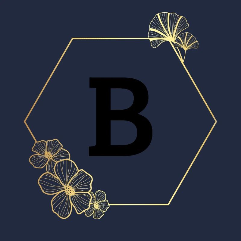 Letter b Gold Floral Frame