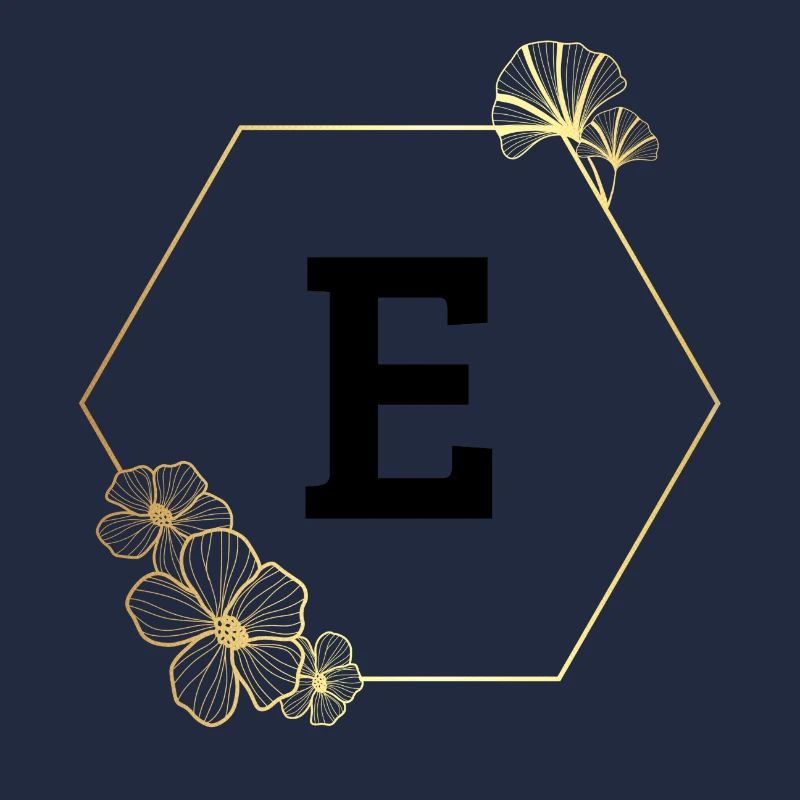 Lettre e cadre Floral doré