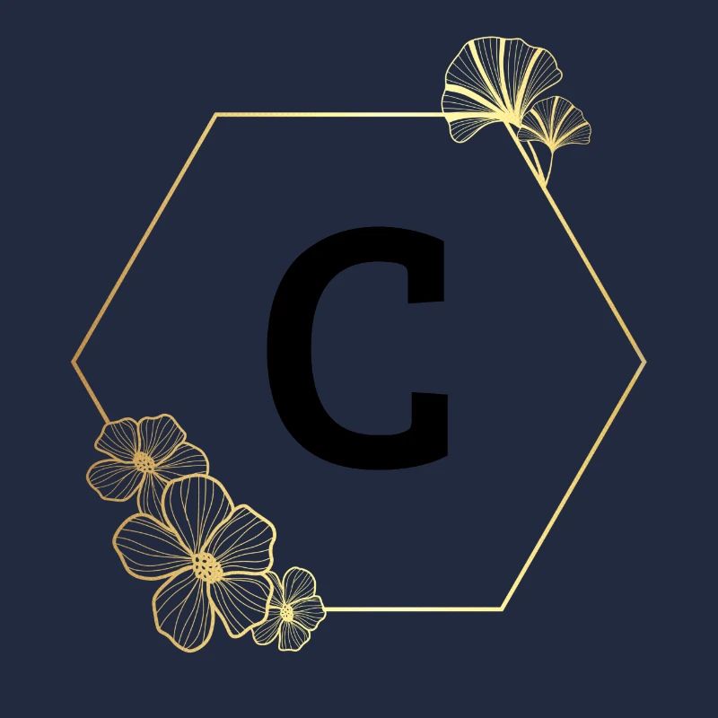 Letter c Gold Floral Frame
