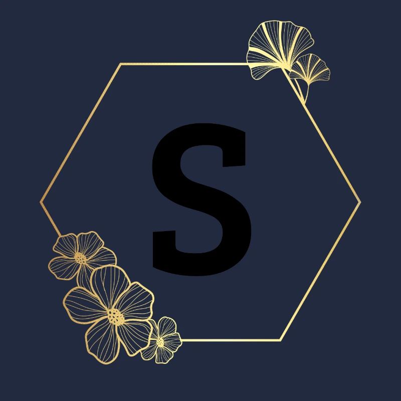 Letter s Gold Floral Frame