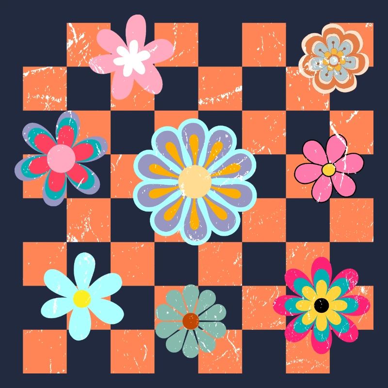 À carreaux fleurs rétro