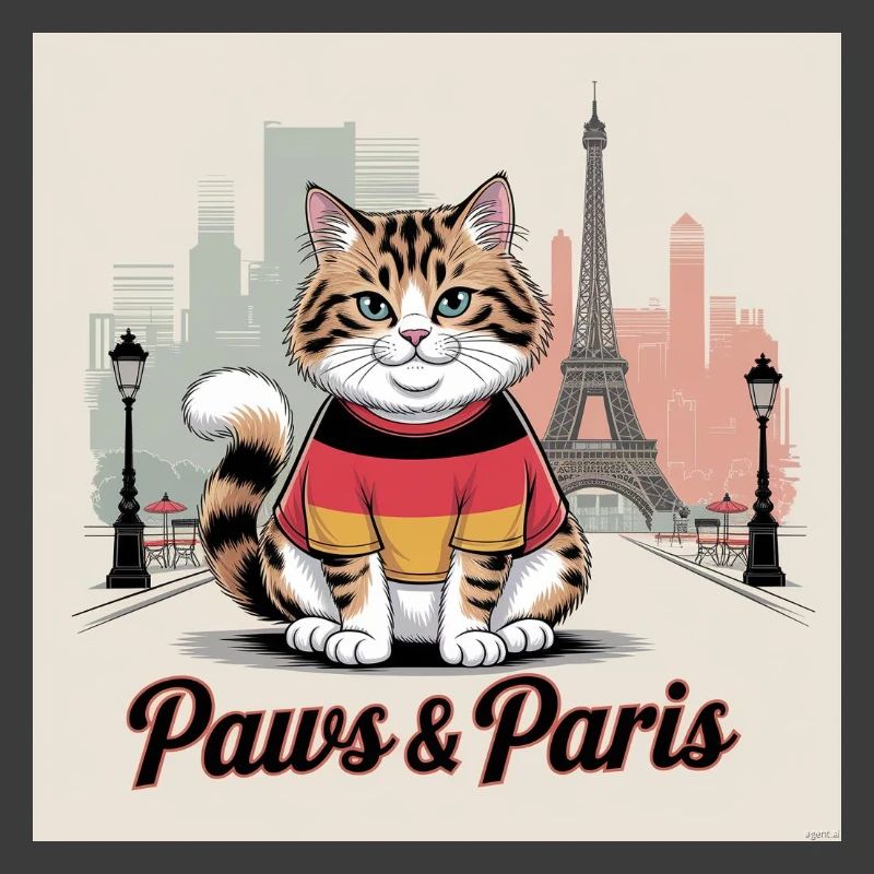 Fluffy Cat in Germany Tee at Eiffel Tower
