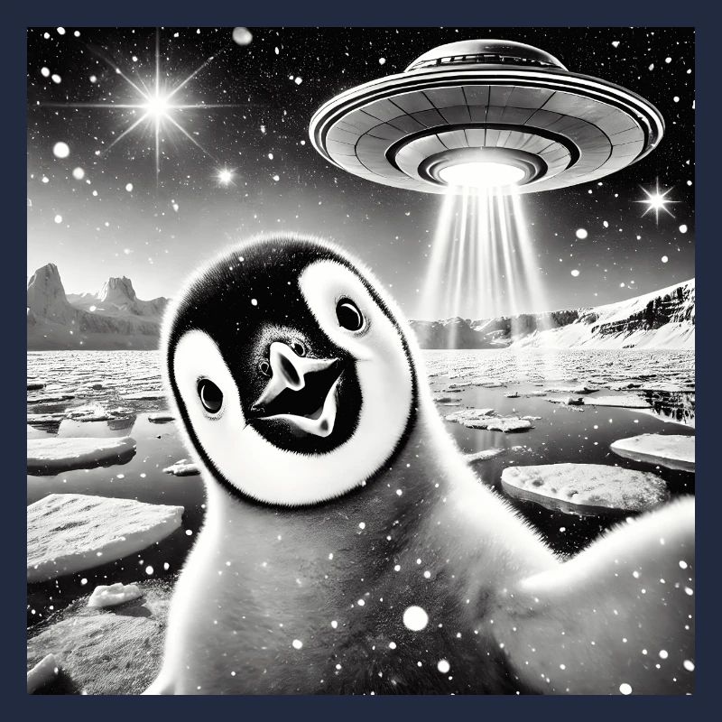 Funny Penguin UFO Alien Alien Outer Space
