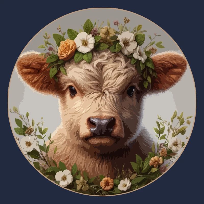 Veau Highlander avec fleurs