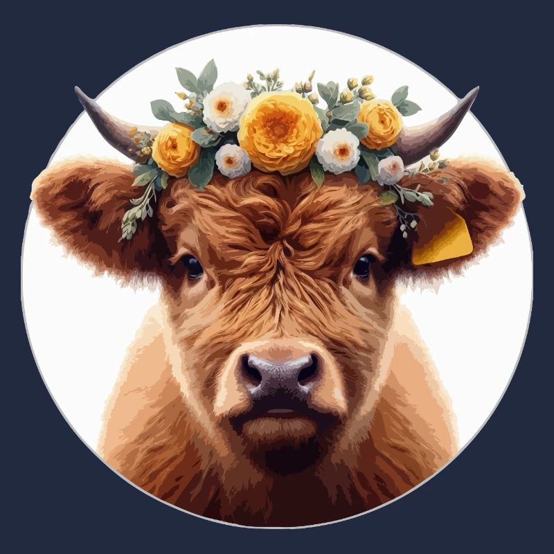 Veau Highlander avec fleurs 2