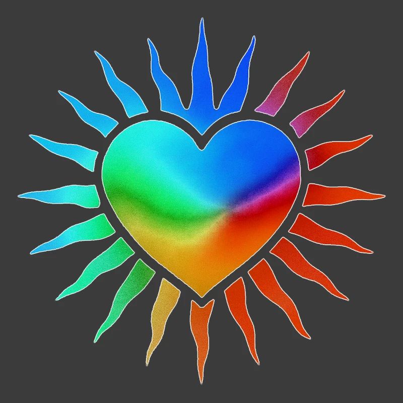 Regenbogenherz mit Sonnenstrahlen