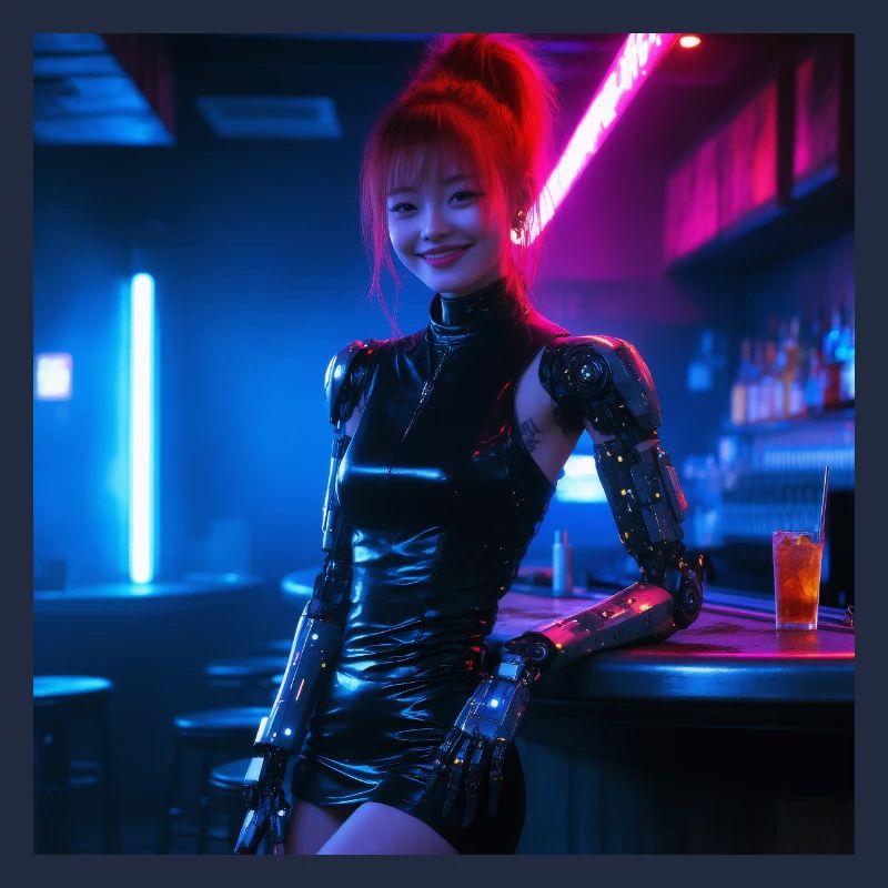 N-dless Nights: Cyberpunk-Mädchen in einer Bar
