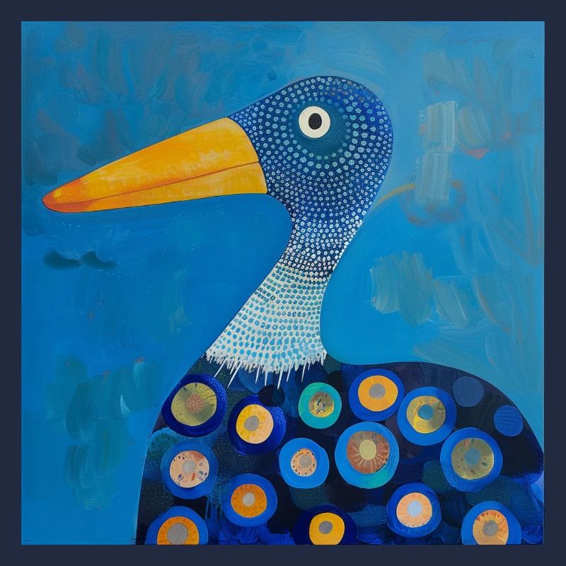 Blue Colorful Duck Stylized Abstract Nursery