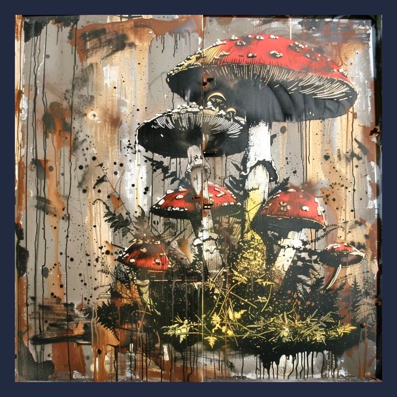 Graffiti, Toadstools, Mushrooms, Rust, Metal, Street Art