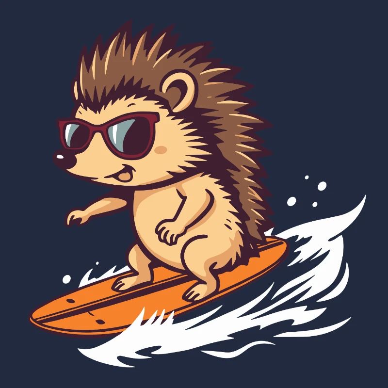 Hérisson surfeur avec lunettes de soleil