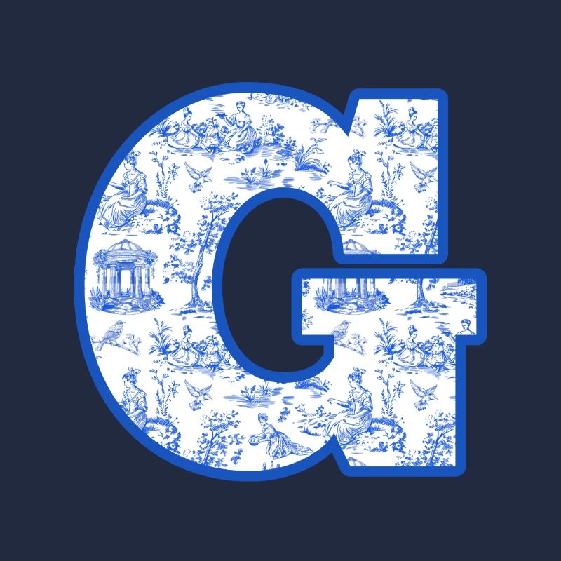 Letter g blue chinoiserie