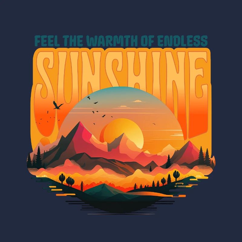 Endless Sunshine Retro Mountains Sunset