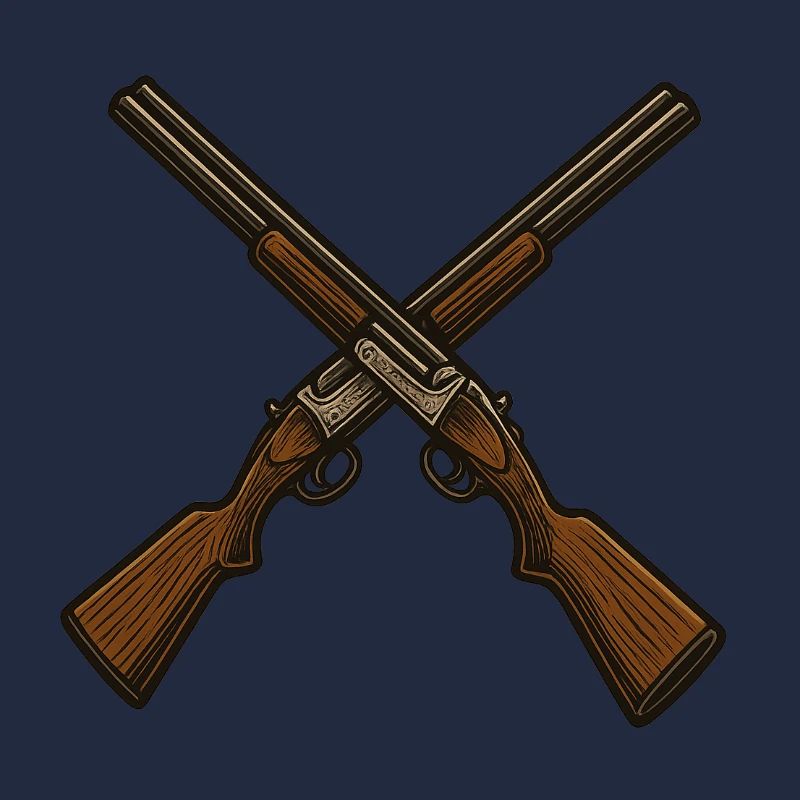 Fusils de chasse croisés rétro
