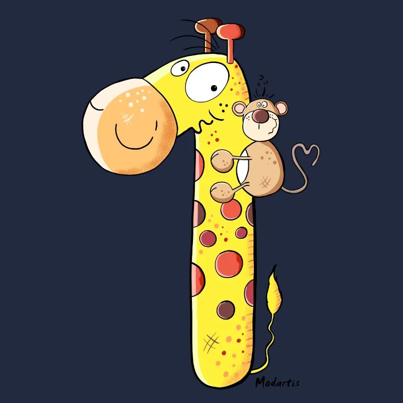 Affe auf Giraffe